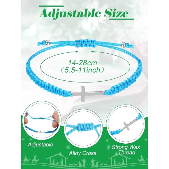 Christian Friendship Cross Bracelets Bulk 30 Pcs Multicolored Nylon Alloy Religi - Picture 2 of 6